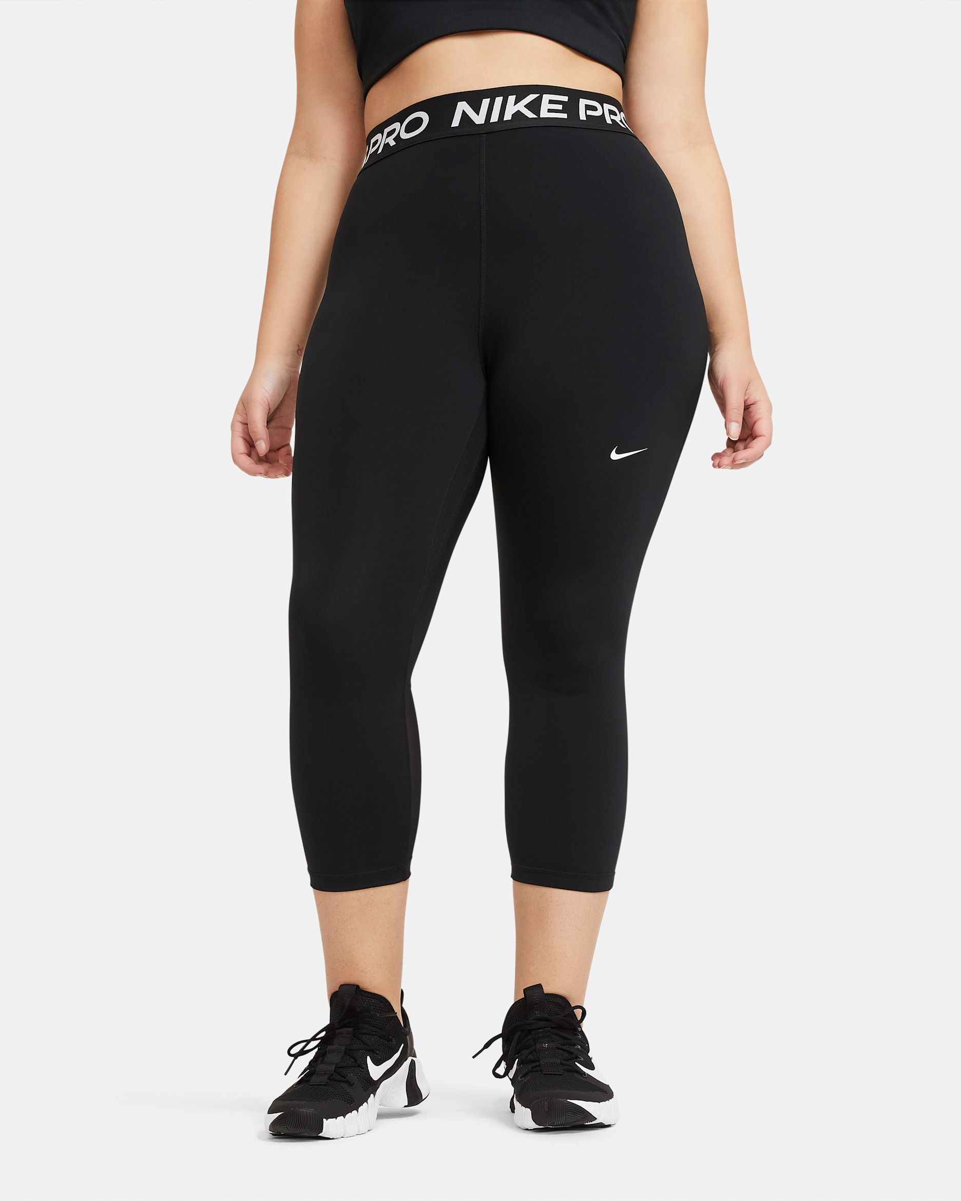 Nike Pro Women's Mid-Rise Crop Mesh-Panel Leggings (Plus Size